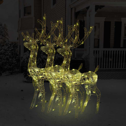 vidaXL Acrylic Reindeer Christmas Decorations 3 pcs 128 cm Warm White - 70 x 26 x 128 cm