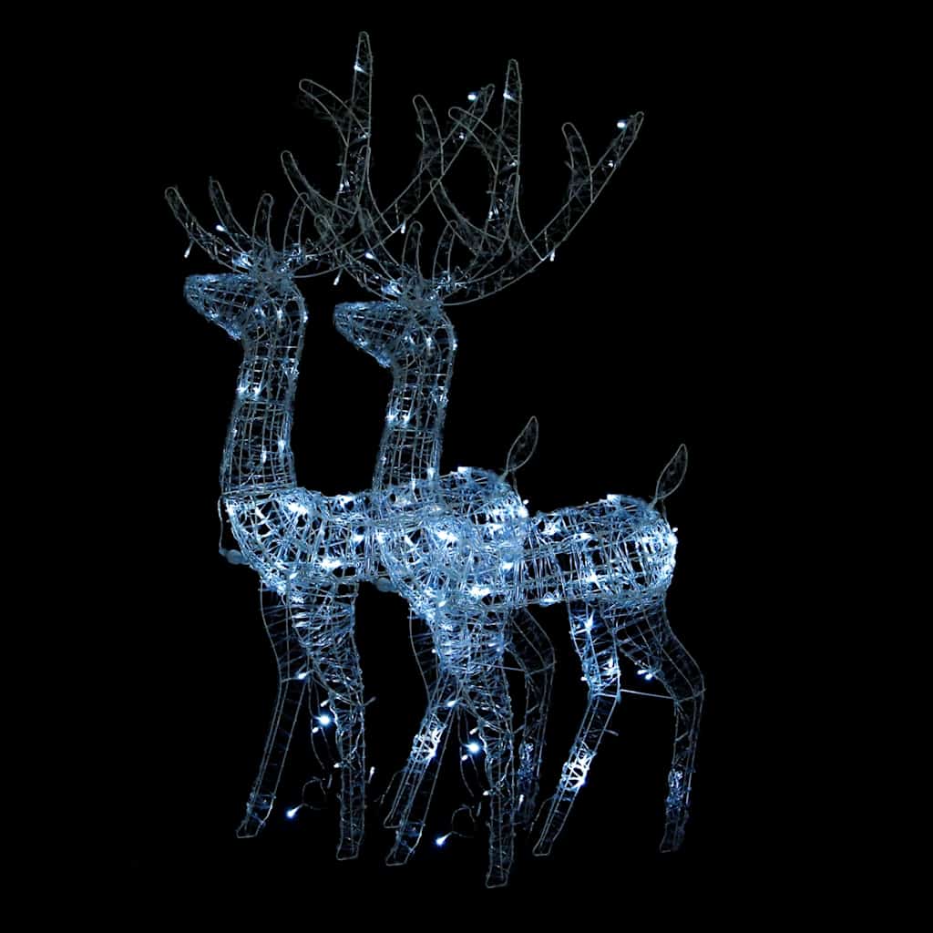 vidaXL Acrylic Reindeer Christmas Decorations 2 pcs 128 cm Cold White - 70 x 26 x 128 cm
