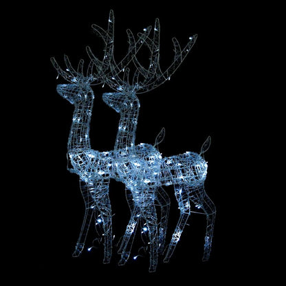 vidaXL Acrylic Reindeer Christmas Decorations 2 pcs 128 cm Cold White - 70 x 26 x 128 cm