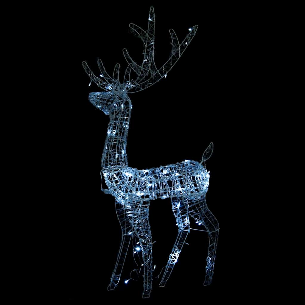 vidaXL Acrylic Reindeer Christmas Decorations 2 pcs 128 cm Cold White - 70 x 26 x 128 cm