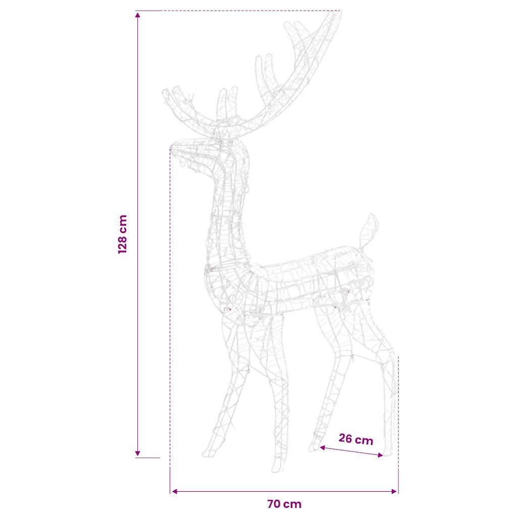 vidaXL Acrylic Reindeer Christmas Decorations 2 pcs 128 cm Cold White - 70 x 26 x 128 cm