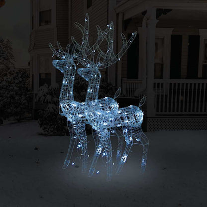 vidaXL Acrylic Reindeer Christmas Decorations 2 pcs 128 cm Cold White - 70 x 26 x 128 cm