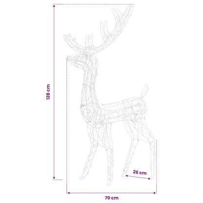 vidaXL Acrylic Reindeer Christmas Decorations 3 pcs 128 cm Cold White - 70 x 26 x 128 cm
