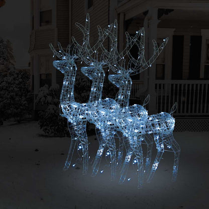 vidaXL Acrylic Reindeer Christmas Decorations 3 pcs 128 cm Cold White - 70 x 26 x 128 cm