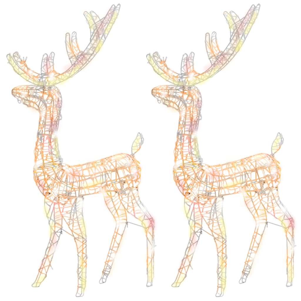 vidaXL Acrylic Reindeer Christmas Decorations 2 pcs 128cm Multicolour - 70 x 41 x 120 cm