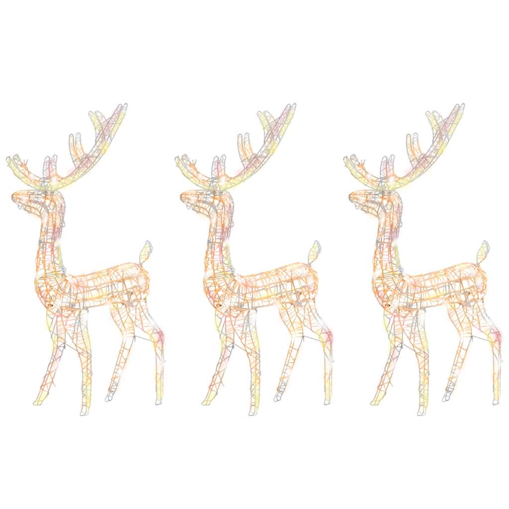 vidaXL Acrylic Reindeer Christmas Decorations 3 pcs 128cm Multicolour - 70 x 41 x 120 cm