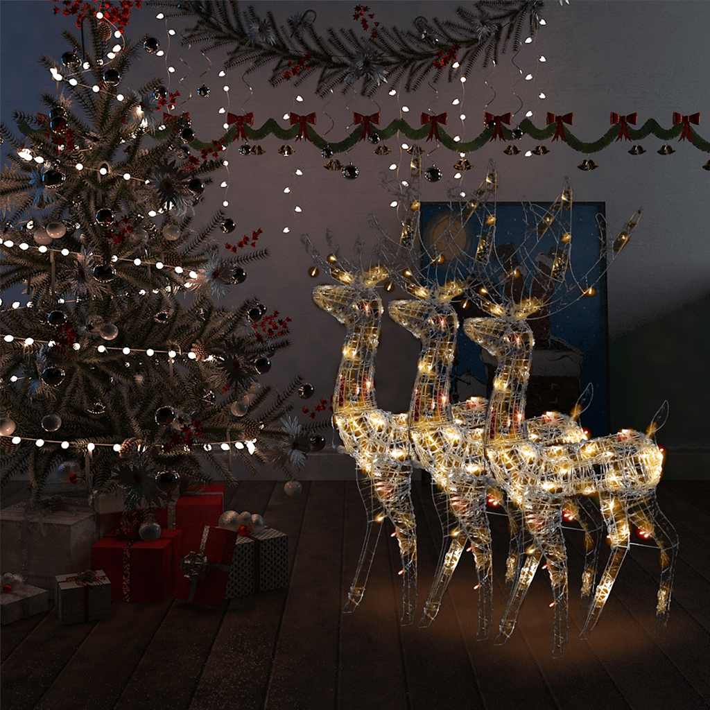 vidaXL Acrylic Reindeer Christmas Decorations 3 pcs 128cm Multicolour - 70 x 41 x 120 cm
