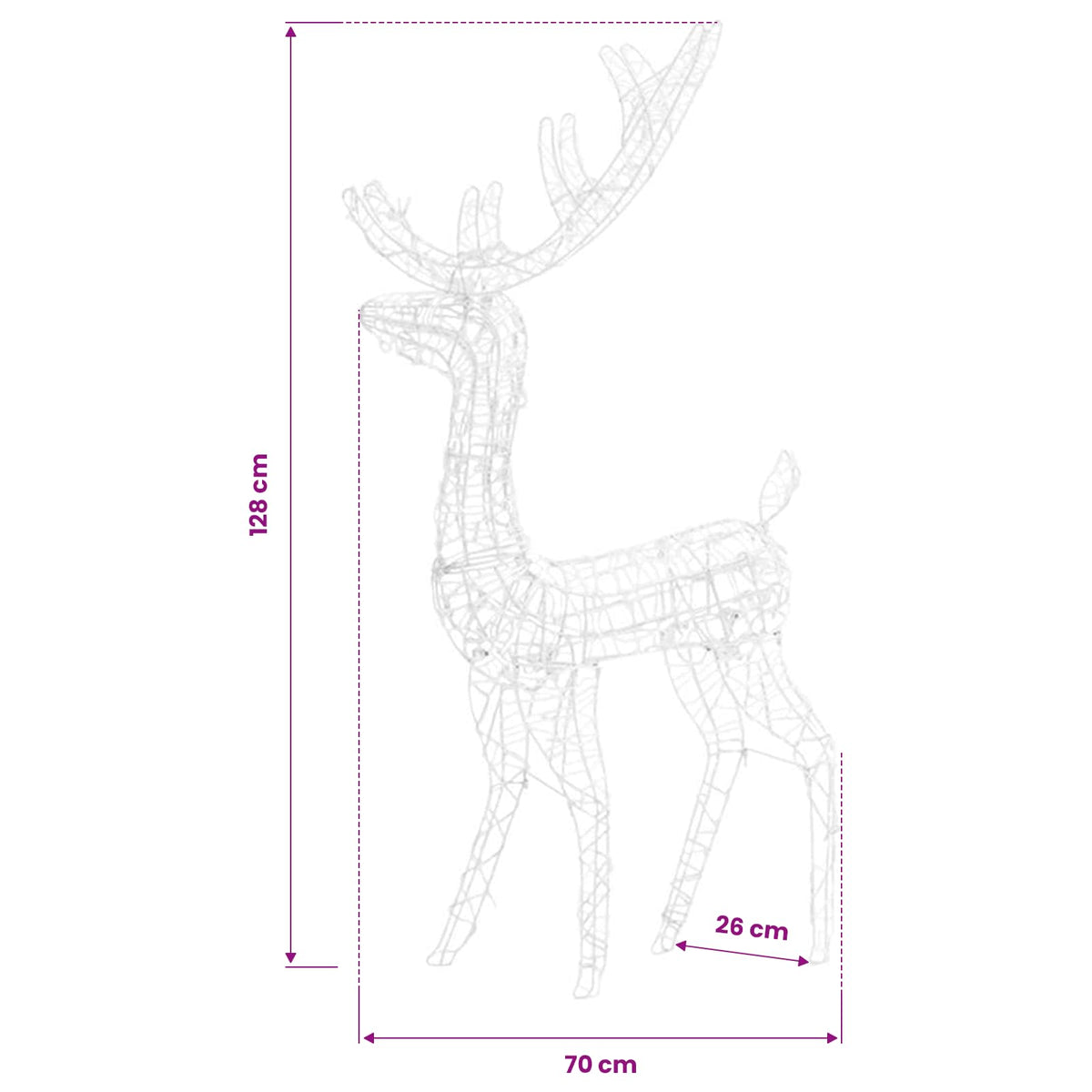 vidaXL Acrylic Reindeer Christmas Decorations 3 pcs 128cm Multicolour - 70 x 41 x 120 cm