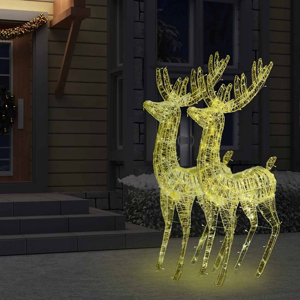 vidaXL XXL Acrylic Christmas Reindeers 250 LED 2 pcs 180 cm Warm White - 96 x 40 x 180 cm