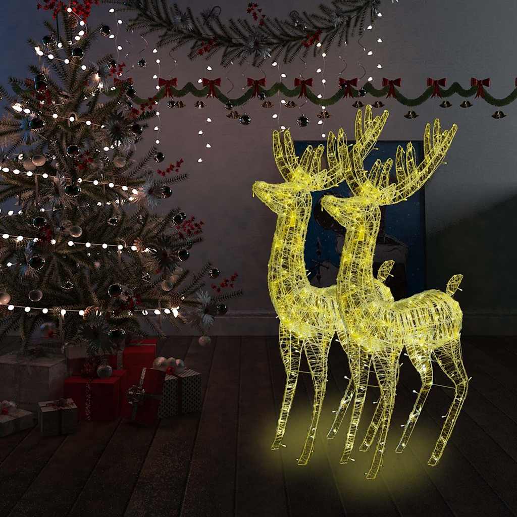 vidaXL XXL Acrylic Christmas Reindeers 250 LED 2 pcs 180 cm Warm White - 96 x 40 x 180 cm