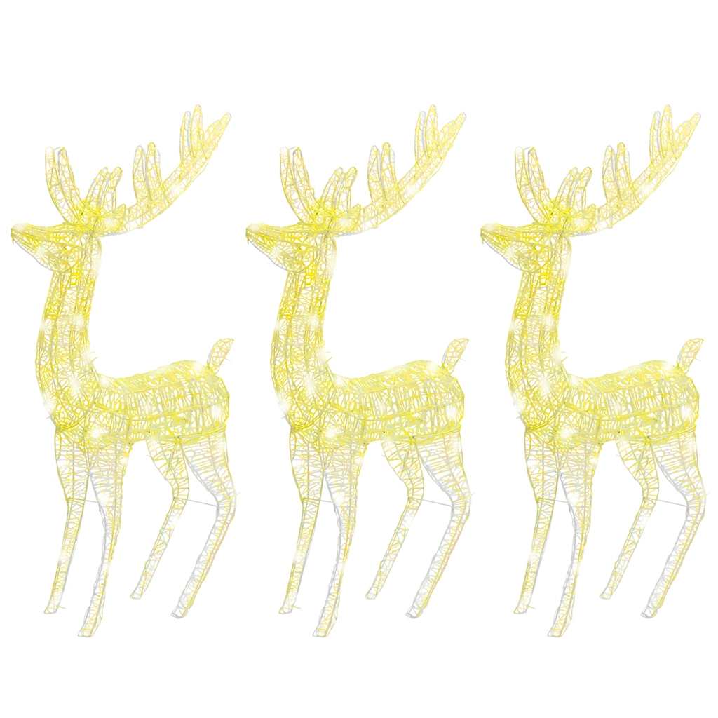 vidaXL XXL Acrylic Christmas Reindeers 250 LED 3 pcs 180 cm Warm White - 96 x 40 x 180 cm