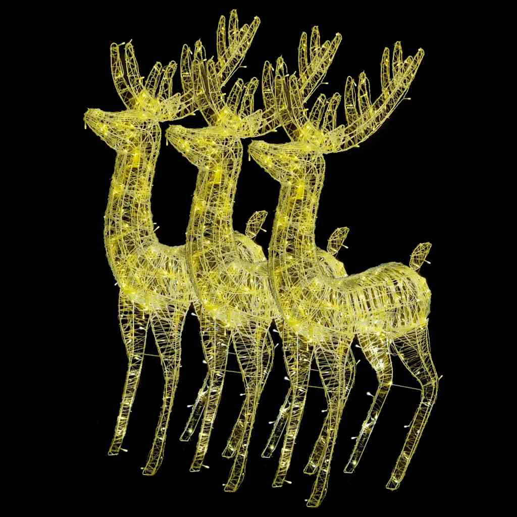 vidaXL XXL Acrylic Christmas Reindeers 250 LED 3 pcs 180 cm Warm White - 96 x 40 x 180 cm