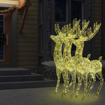 vidaXL XXL Acrylic Christmas Reindeers 250 LED 3 pcs 180 cm Warm White - 96 x 40 x 180 cm
