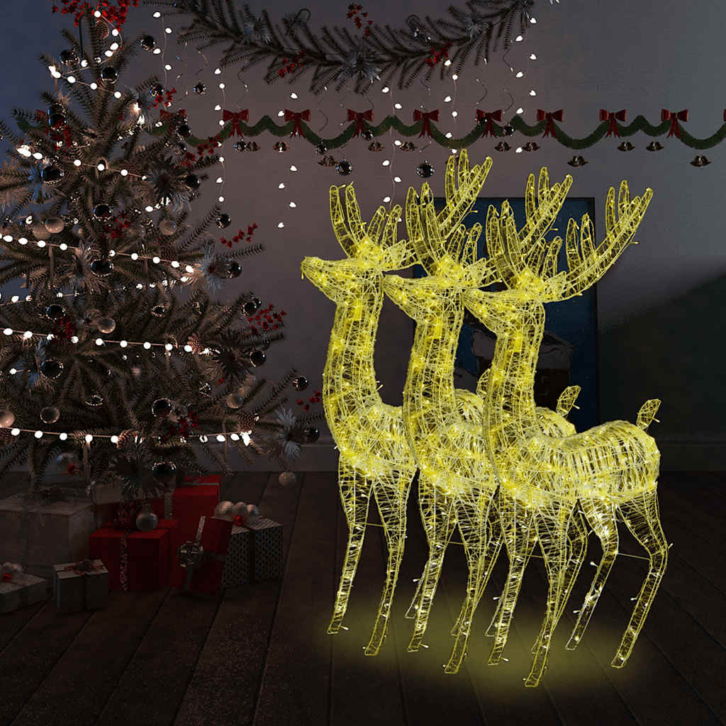 vidaXL XXL Acrylic Christmas Reindeers 250 LED 3 pcs 180 cm Warm White - 96 x 40 x 180 cm