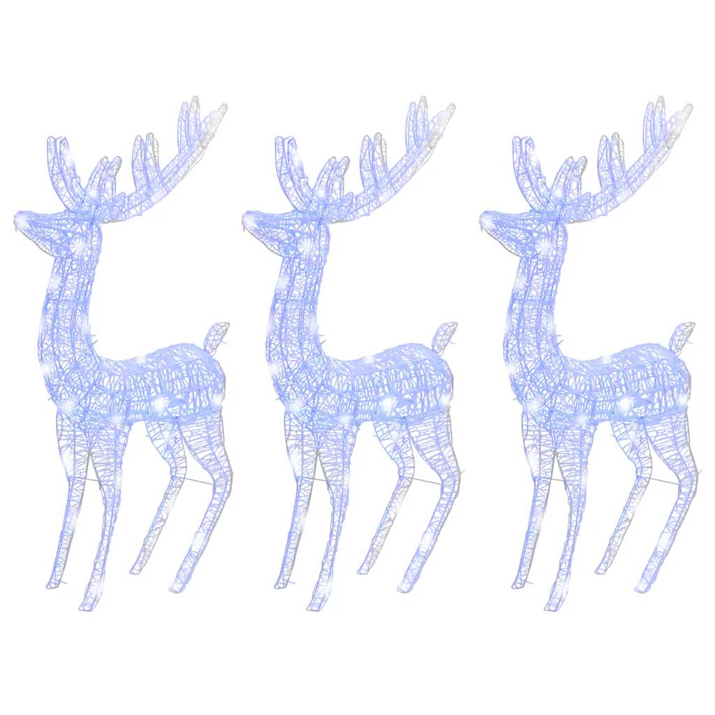 vidaXL XXL Acrylic Christmas Reindeers 250 LED 3 pcs 180 cm Blue - White - 96 x 40 x 180 cm