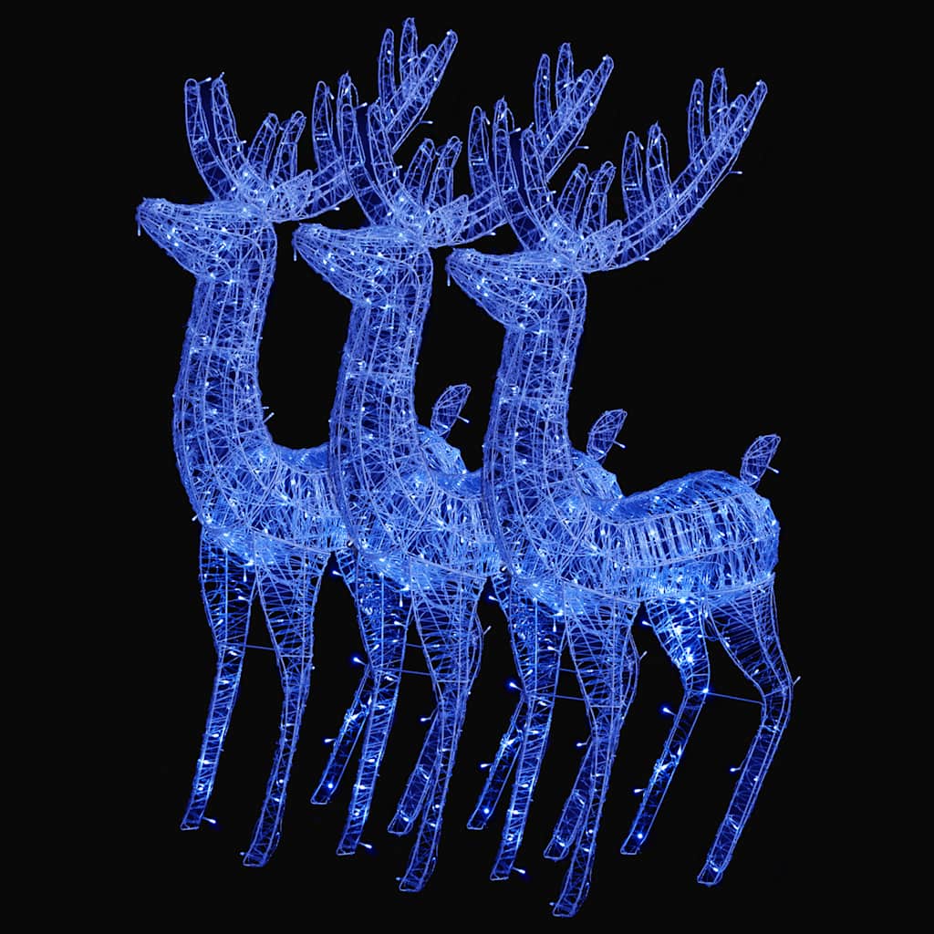 vidaXL XXL Acrylic Christmas Reindeers 250 LED 3 pcs 180 cm Blue - White - 96 x 40 x 180 cm