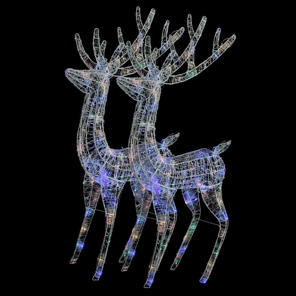 vidaXL XXL Acrylic Christmas Reindeers 250 LED 2 pcs 180 cm Multicolour - 96 x 40 x 180 cm