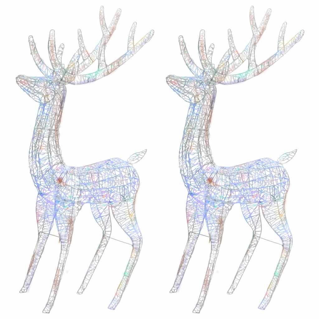 vidaXL XXL Acrylic Christmas Reindeers 250 LED 2 pcs 180 cm Multicolour - 96 x 40 x 180 cm
