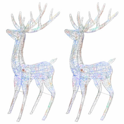 vidaXL XXL Acrylic Christmas Reindeers 250 LED 2 pcs 180 cm Multicolour - 96 x 40 x 180 cm