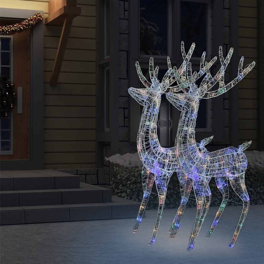 vidaXL XXL Acrylic Christmas Reindeers 250 LED 2 pcs 180 cm Multicolour - 96 x 40 x 180 cm