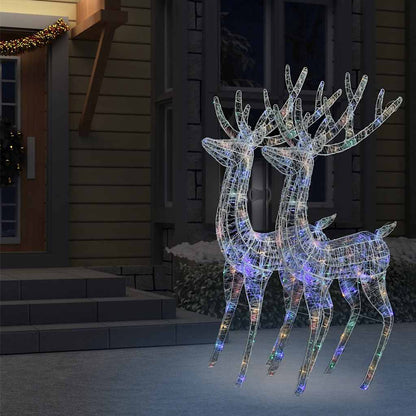 vidaXL XXL Acrylic Christmas Reindeers 250 LED 2 pcs 180 cm Multicolour - 96 x 40 x 180 cm