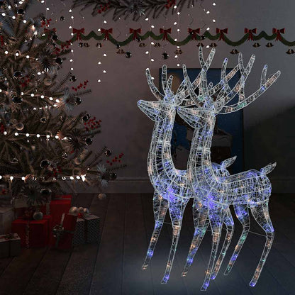 vidaXL XXL Acrylic Christmas Reindeers 250 LED 2 pcs 180 cm Multicolour - 96 x 40 x 180 cm