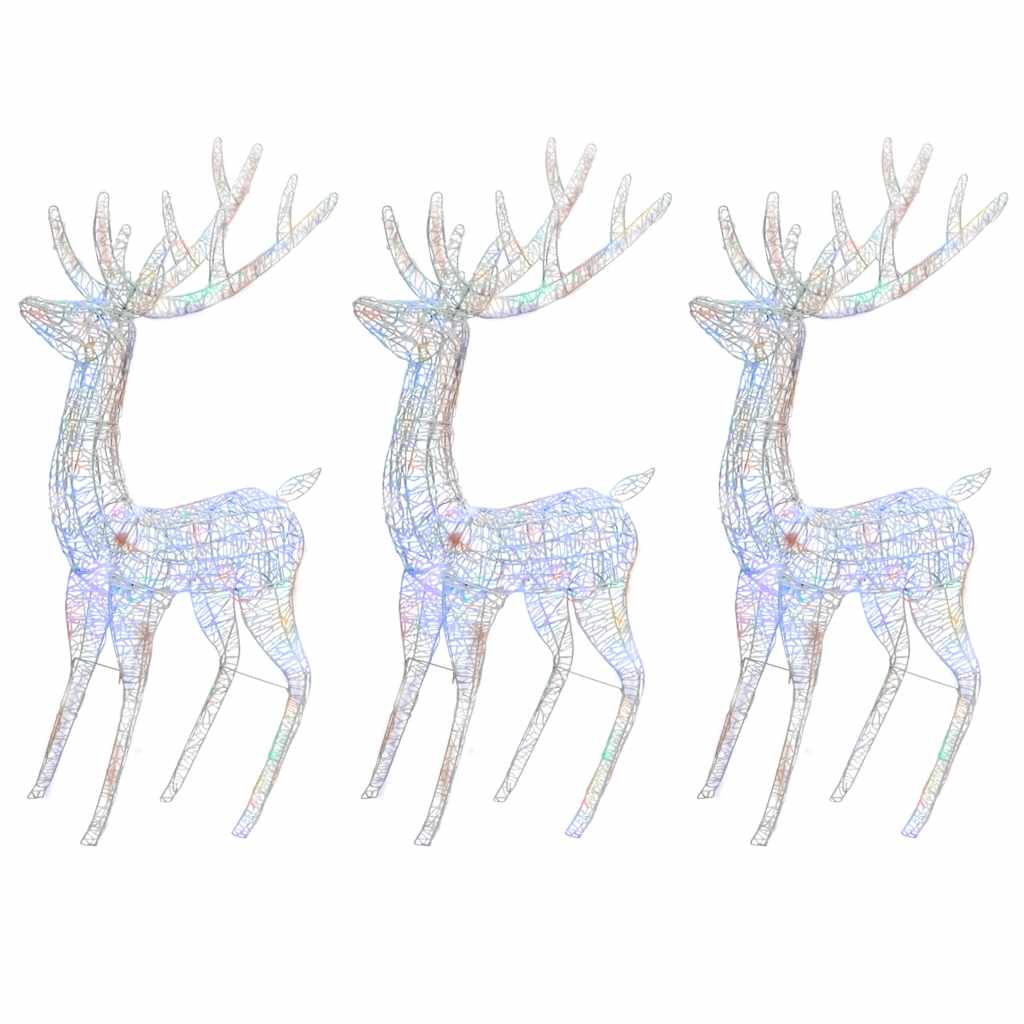 vidaXL XXL Acrylic Christmas Reindeers 250 LED 3 pcs 180 cm Multicolour - 96 x 40 x 180 cm