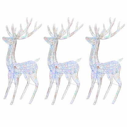 vidaXL XXL Acrylic Christmas Reindeers 250 LED 3 pcs 180 cm Multicolour - 96 x 40 x 180 cm