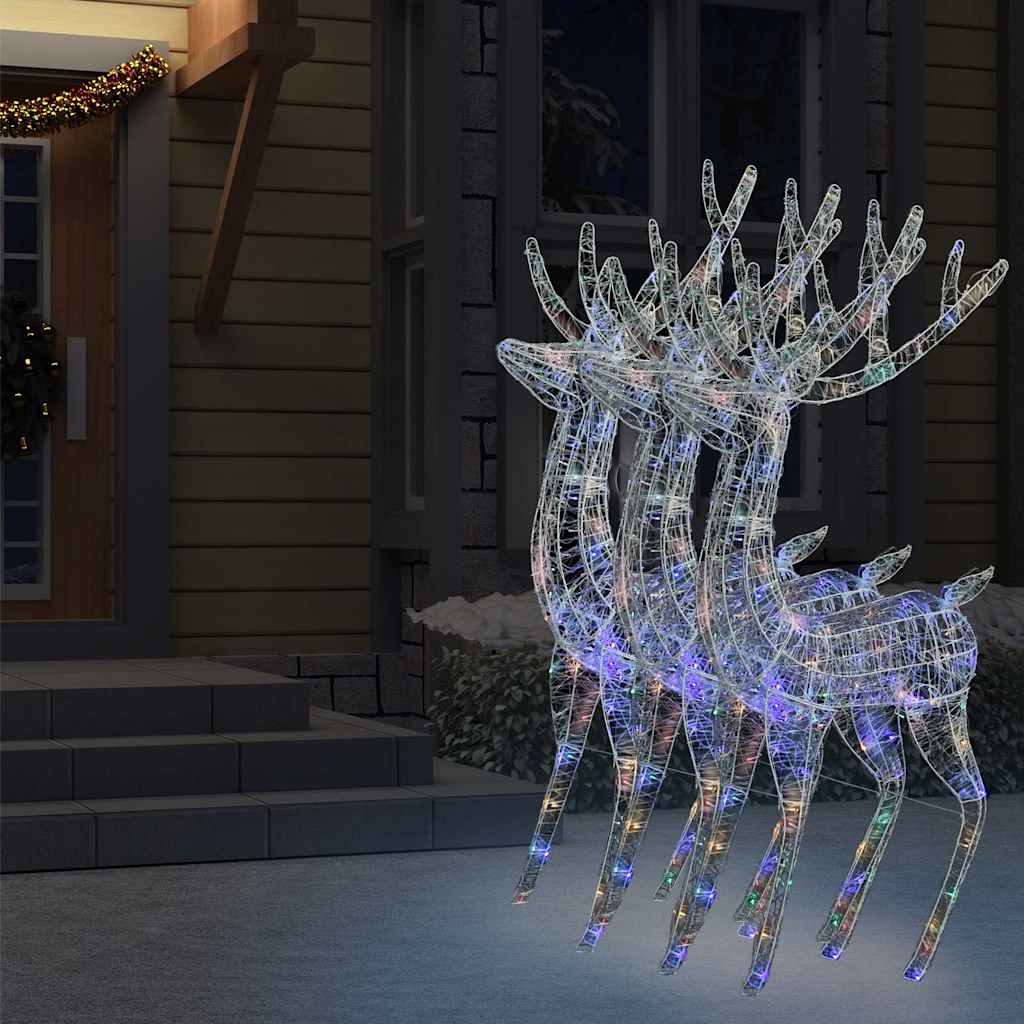 vidaXL XXL Acrylic Christmas Reindeers 250 LED 3 pcs 180 cm Multicolour - 96 x 40 x 180 cm
