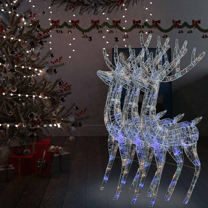 vidaXL XXL Acrylic Christmas Reindeers 250 LED 3 pcs 180 cm Multicolour - 96 x 40 x 180 cm