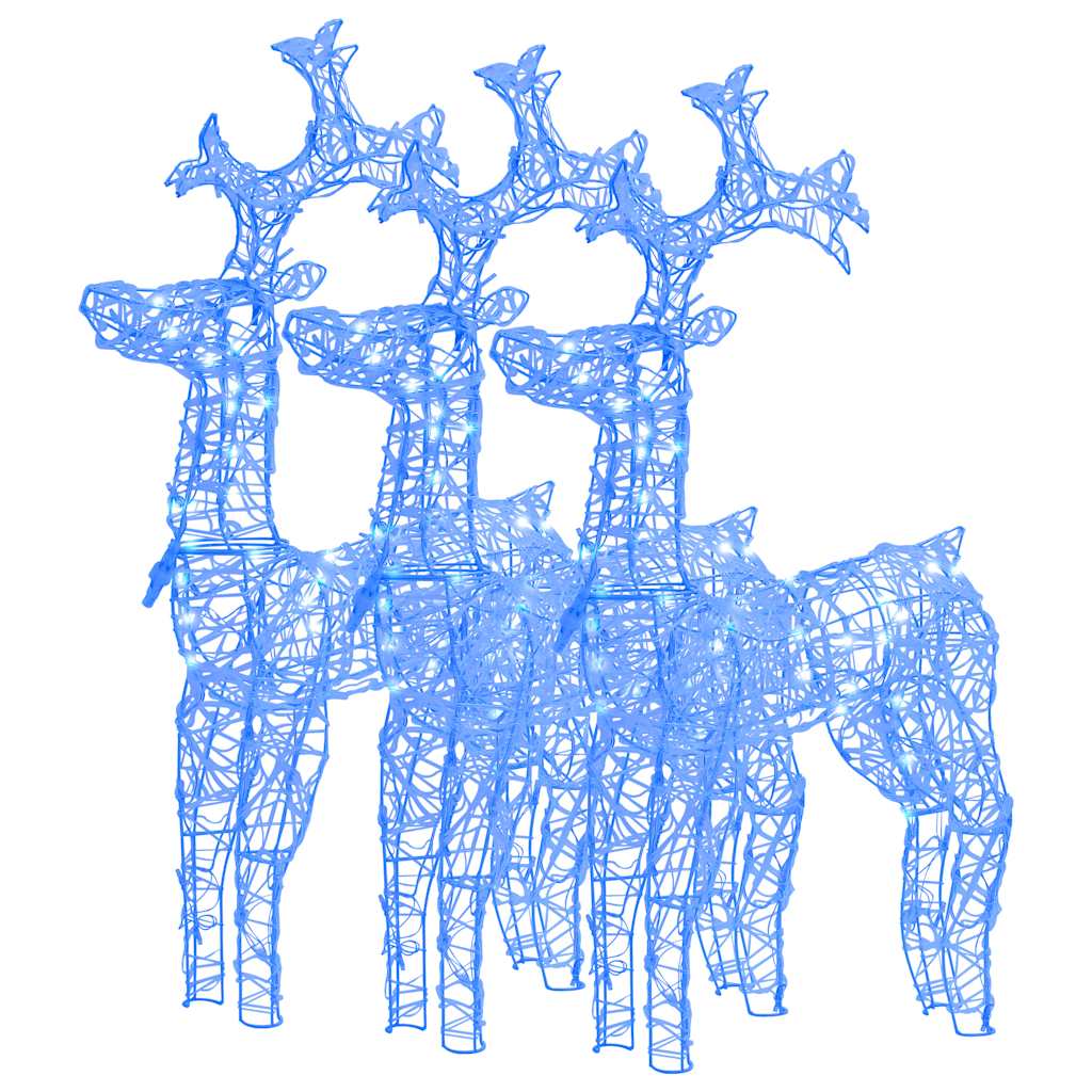 vidaXL Reindeer Christmas Decorations 3 pcs 60x16x100 cm Acrylic - White