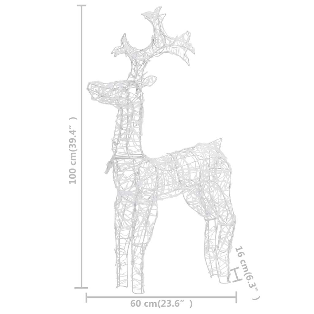 vidaXL Reindeer Christmas Decorations 3 pcs 60x16x100 cm Acrylic - White