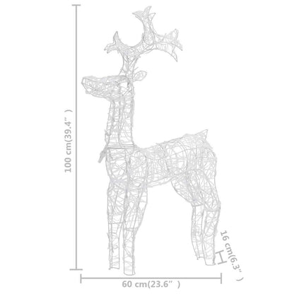 vidaXL Reindeer Christmas Decorations 3 pcs 60x16x100 cm Acrylic - White