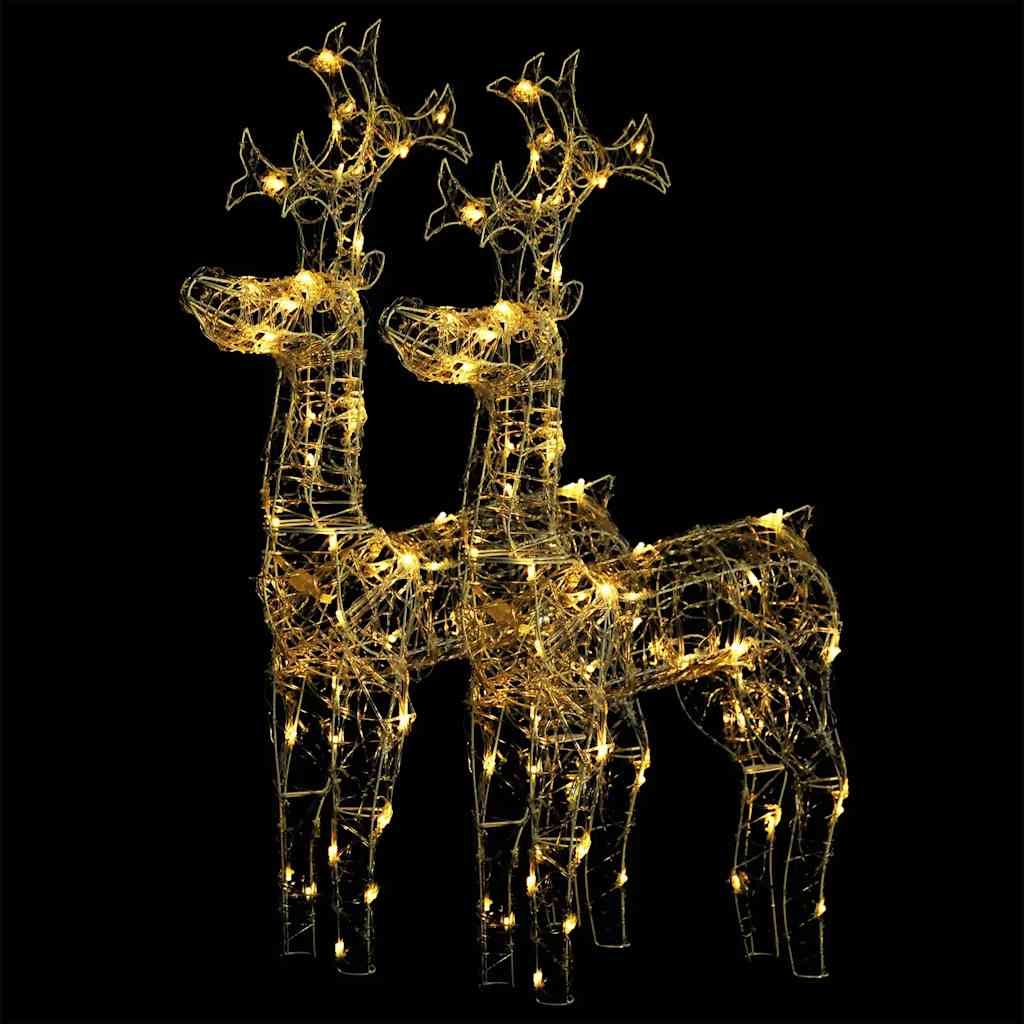 vidaXL Reindeer Christmas Decorations 2 pcs 60x16x100 cm Acrylic - warm white