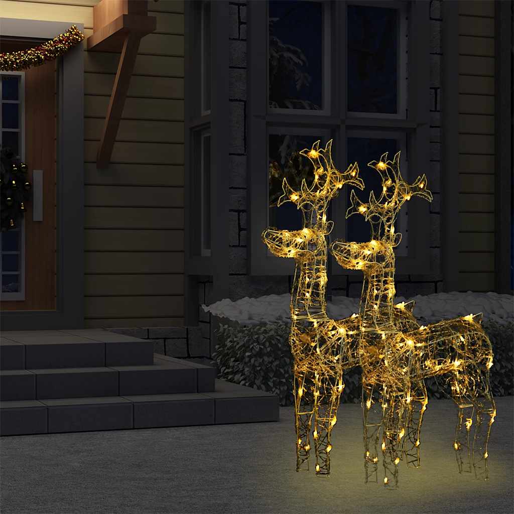 vidaXL Reindeer Christmas Decorations 2 pcs 60x16x100 cm Acrylic - warm white