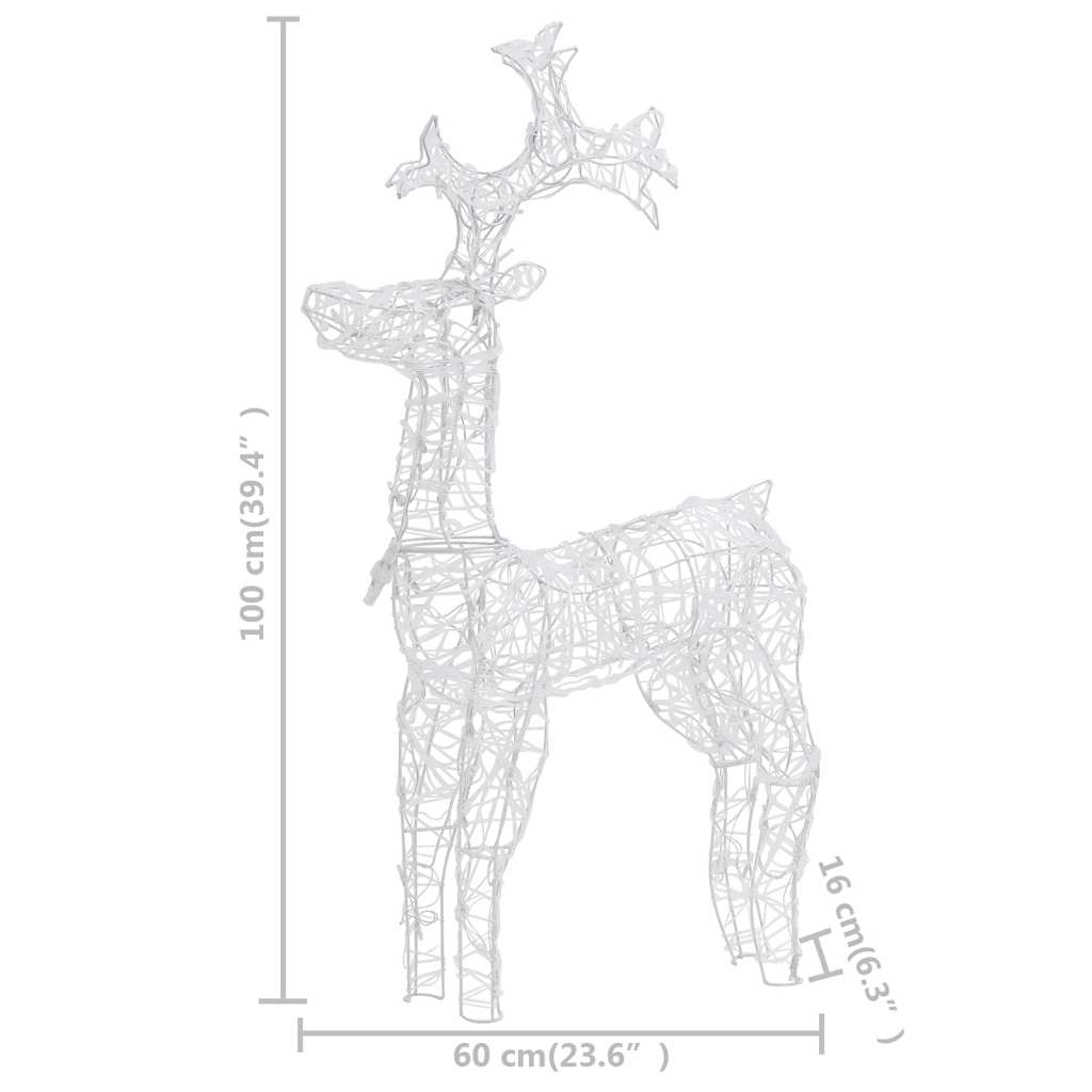 vidaXL Reindeer Christmas Decorations 2 pcs 60x16x100 cm Acrylic - warm white