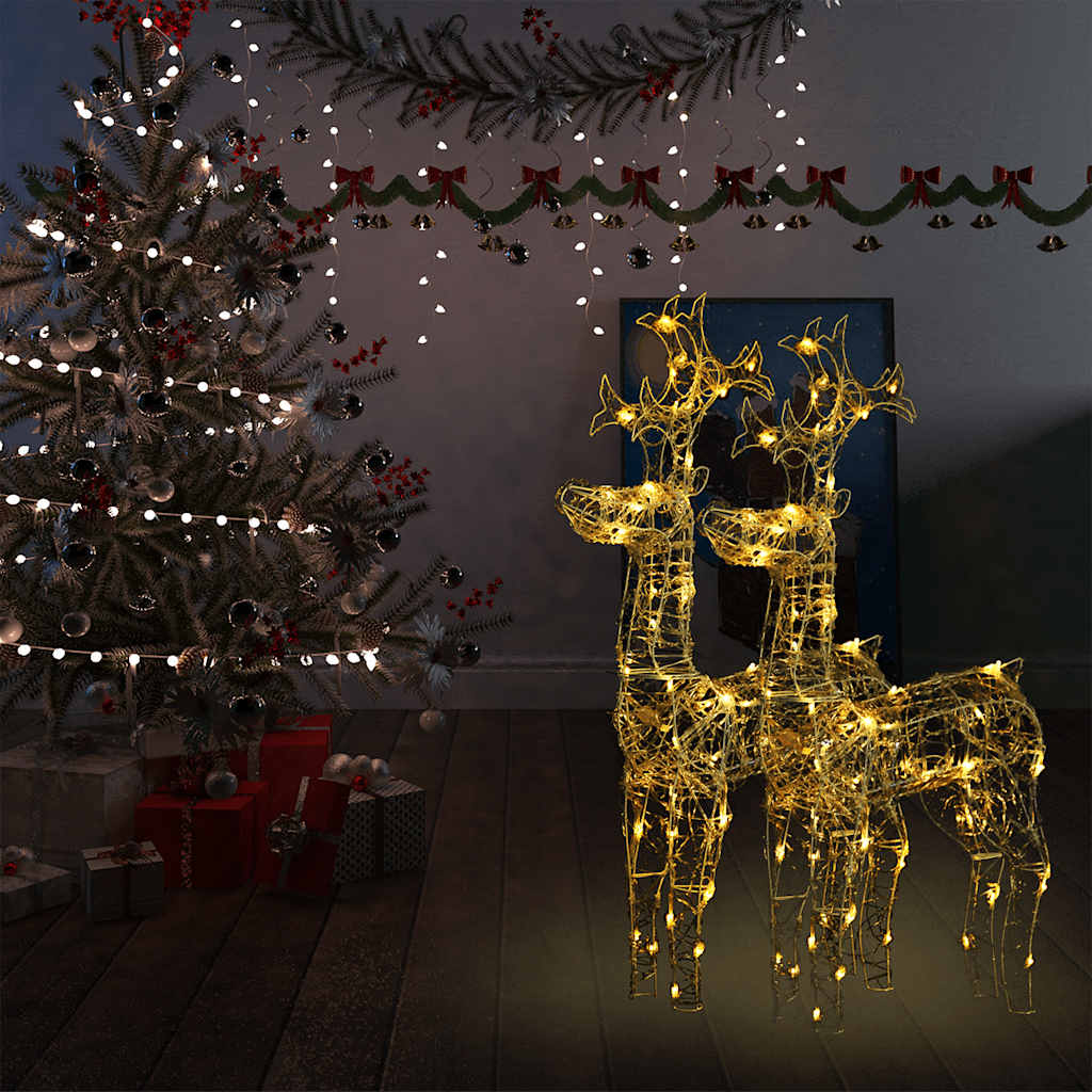vidaXL Reindeer Christmas Decorations 2 pcs 60x16x100 cm Acrylic - warm white