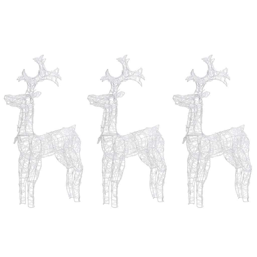 vidaXL Reindeer Christmas Decorations 3 pcs 60x16x100 cm Acrylic - warm white