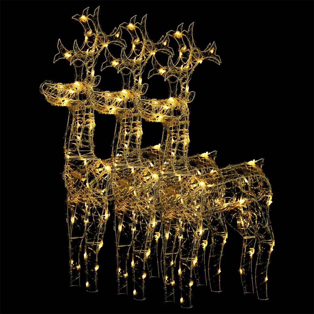 vidaXL Reindeer Christmas Decorations 3 pcs 60x16x100 cm Acrylic - warm white