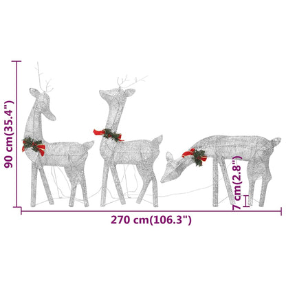 vidaXL Christmas Reindeers 6 pcs Silver Cold White Mesh