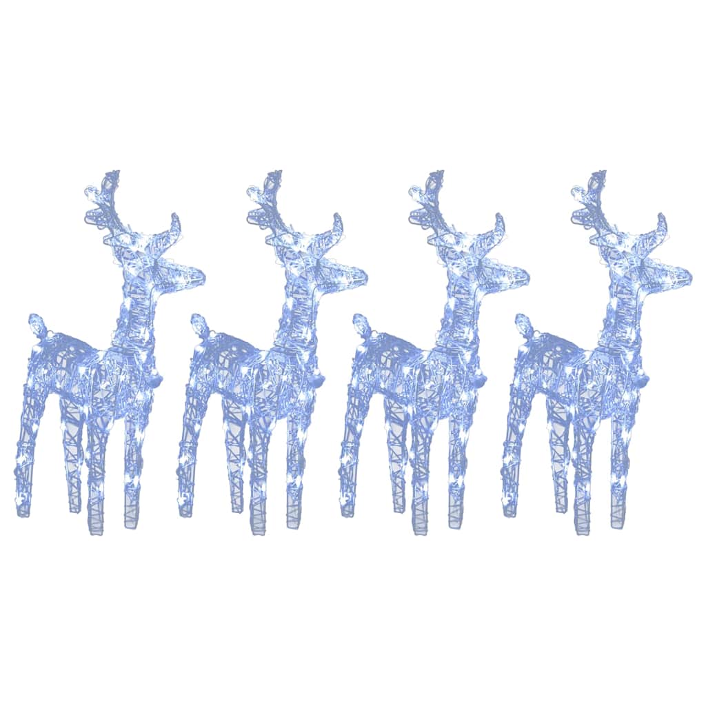 vidaXL Christmas Reindeers 4 pcs Cold White 160 LEDs Acrylic - Cool White - 43 x 11 x 55 cm