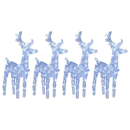 vidaXL Christmas Reindeers 4 pcs Cold White 160 LEDs Acrylic - Cool White - 43 x 11 x 55 cm