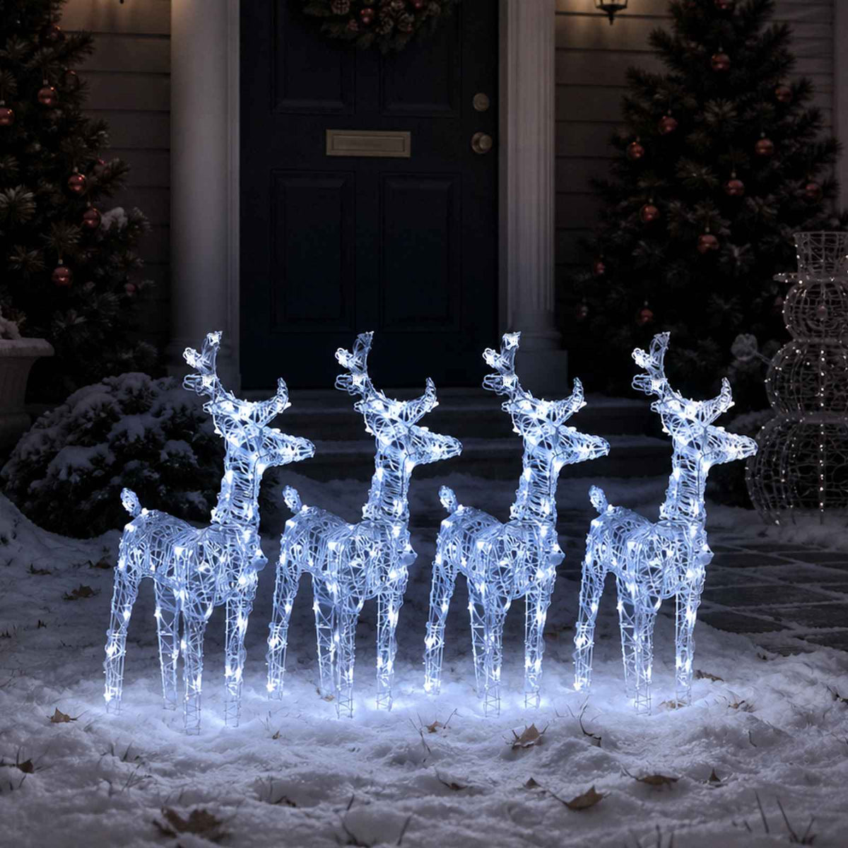 vidaXL Christmas Reindeers 4 pcs Cold White 160 LEDs Acrylic - Cool White - 43 x 11 x 55 cm