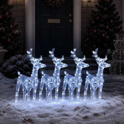 vidaXL Christmas Reindeers 4 pcs Cold White 160 LEDs Acrylic - Cool White - 43 x 11 x 55 cm