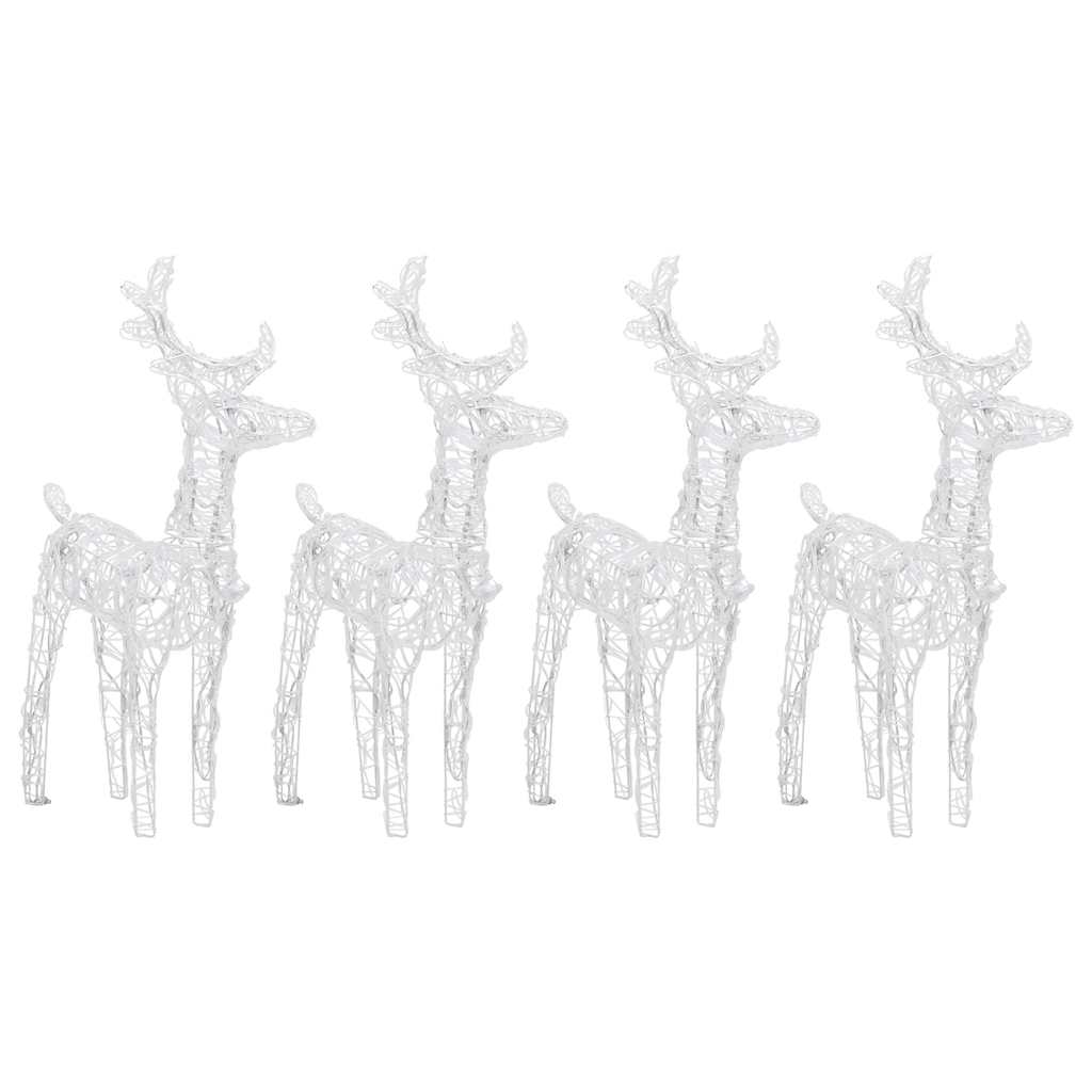 vidaXL Christmas Reindeers 4 pcs Cold White 160 LEDs Acrylic - Cool White - 43 x 11 x 55 cm