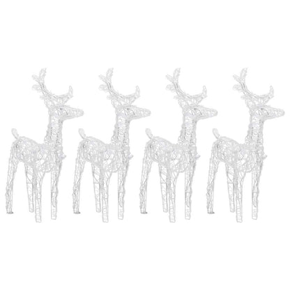 vidaXL Christmas Reindeers 4 pcs Cold White 160 LEDs Acrylic - Cool White - 43 x 11 x 55 cm