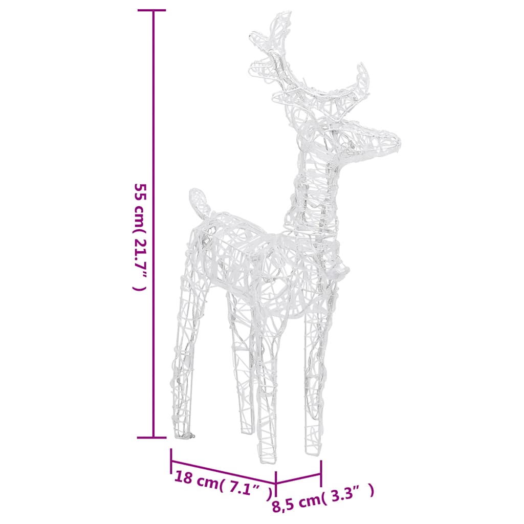 vidaXL Christmas Reindeers 4 pcs Cold White 160 LEDs Acrylic - Cool White - 43 x 11 x 55 cm