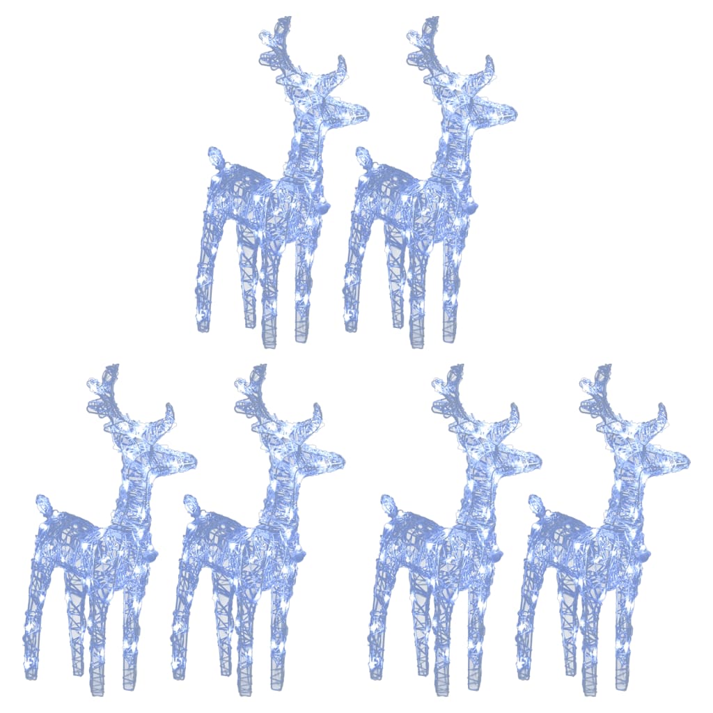 vidaXL Christmas Reindeers 6 pcs Cold White 240 LEDs Acrylic - Cool White - 43 x 11 x 55 cm