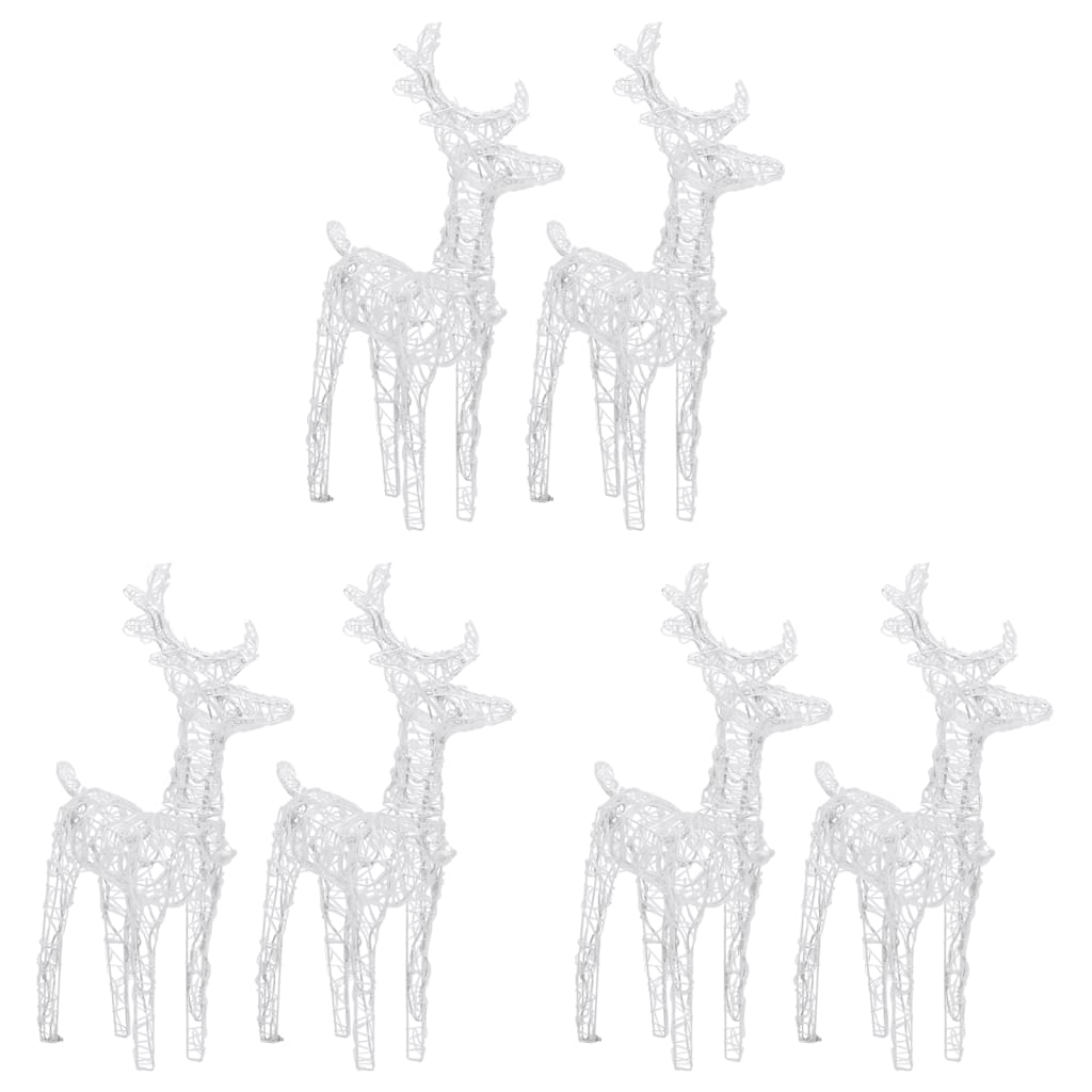vidaXL Christmas Reindeers 6 pcs Cold White 240 LEDs Acrylic - Cool White - 43 x 11 x 55 cm