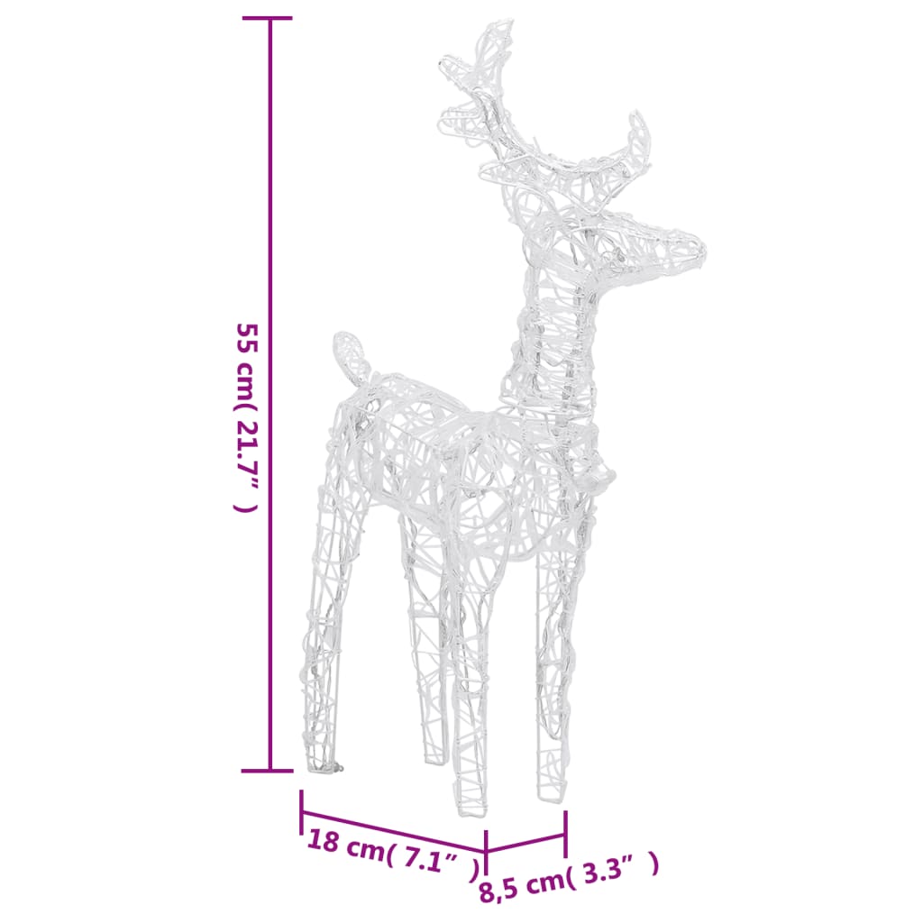vidaXL Christmas Reindeers 6 pcs Cold White 240 LEDs Acrylic - Cool White - 43 x 11 x 55 cm